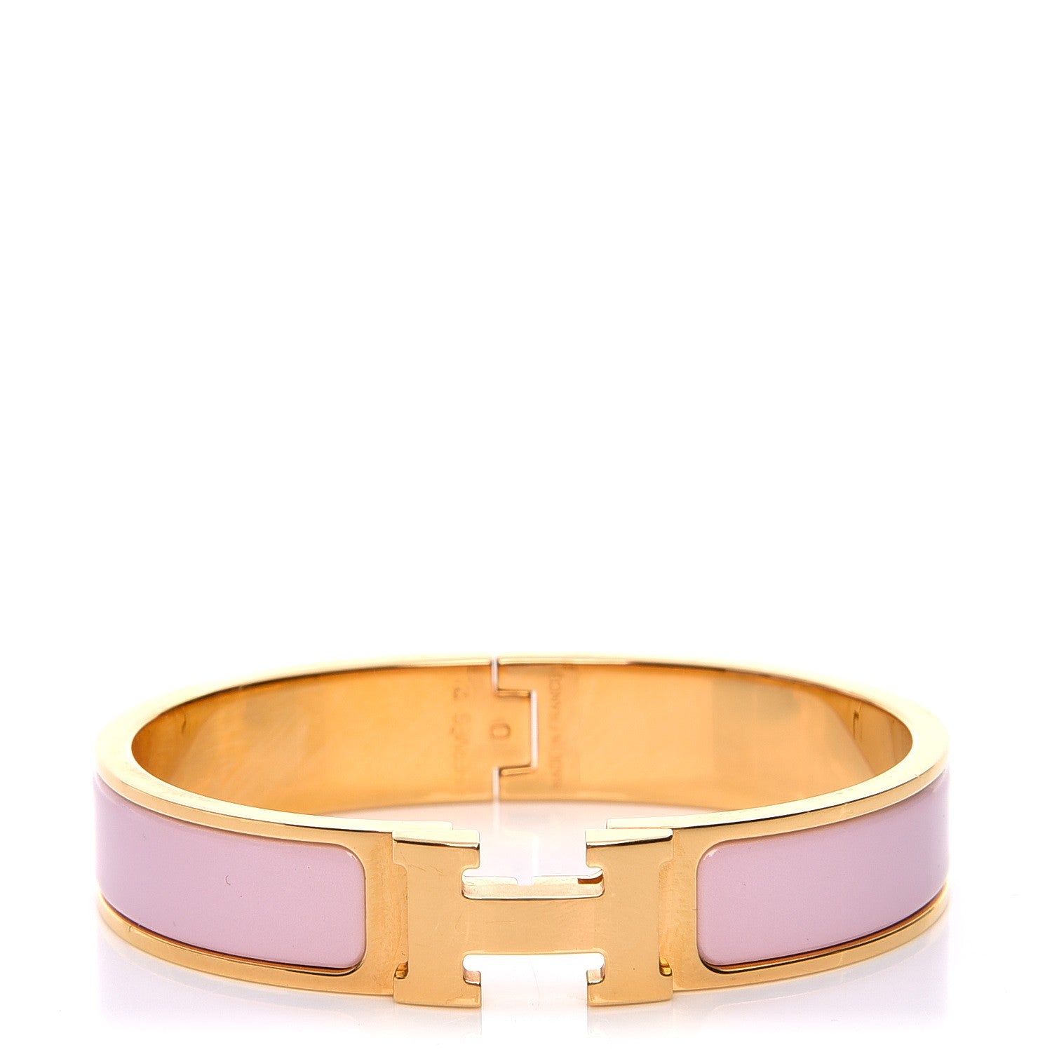 Hermes Enamel Narrow Clic Clac H Bracelet PM Rose Dragee 1 of 5