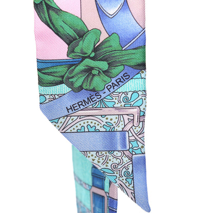 Hermes Silk Grand Manege Fleuri Twilly Rose Pale Turquoise Parme 5 of 5