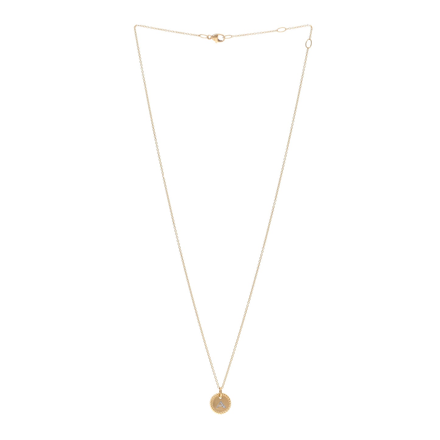 DAVID YURMAN 18K Yellow Gold Diamond Initial A Charm Necklace