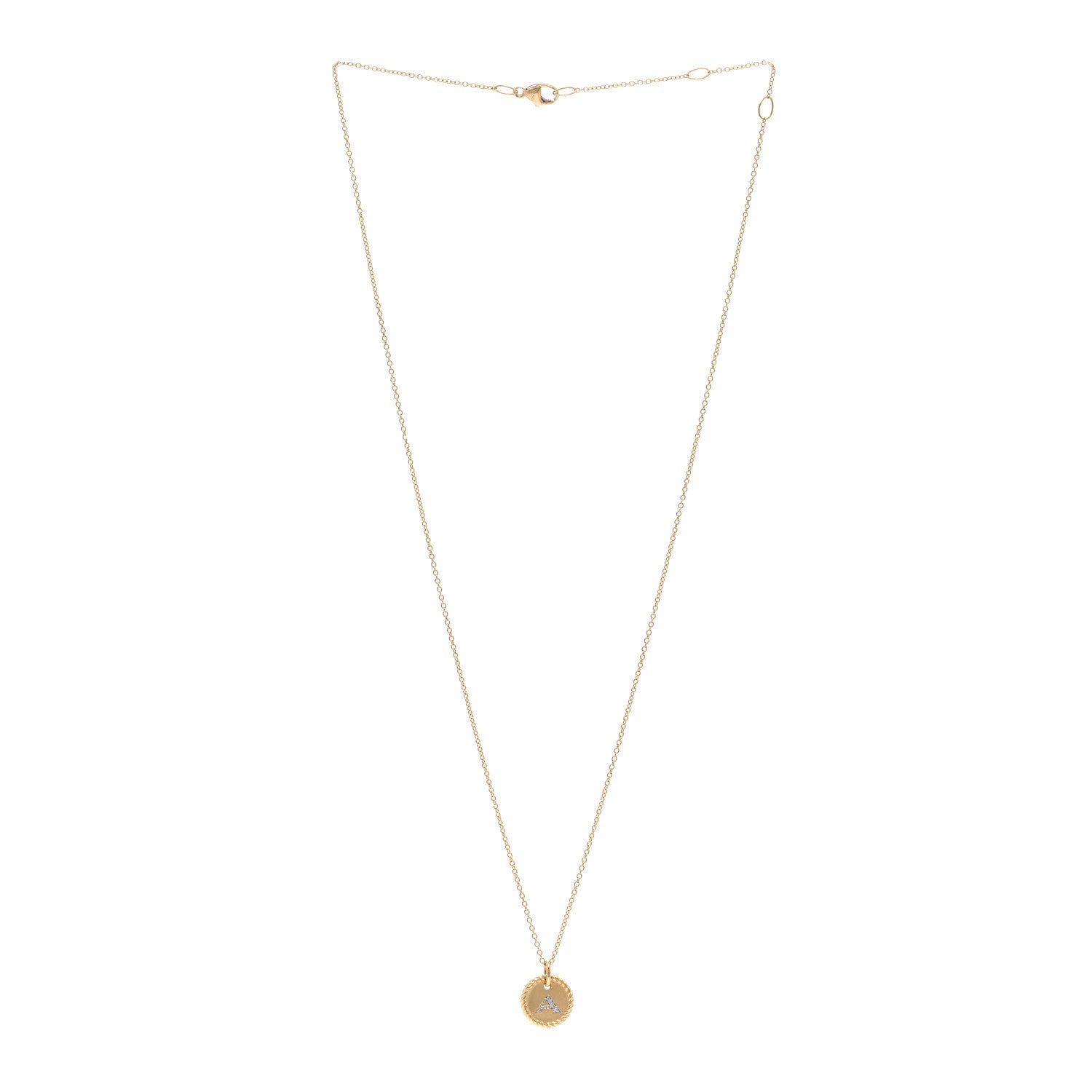 David Yurman DAVID YURMAN 18K Yellow Gold Diamond Initial A Charm Necklace 3 of 5