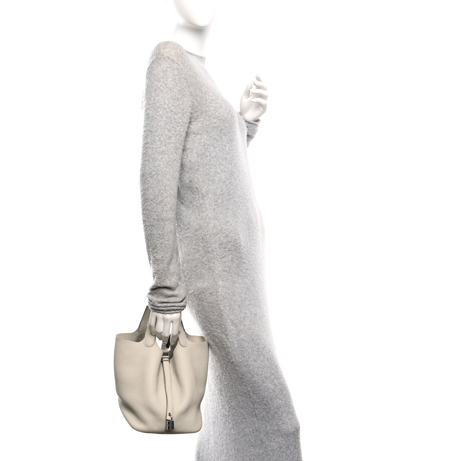Hermes Taurillon Clemence Picotin Lock 22 MM Beton 2 of 12