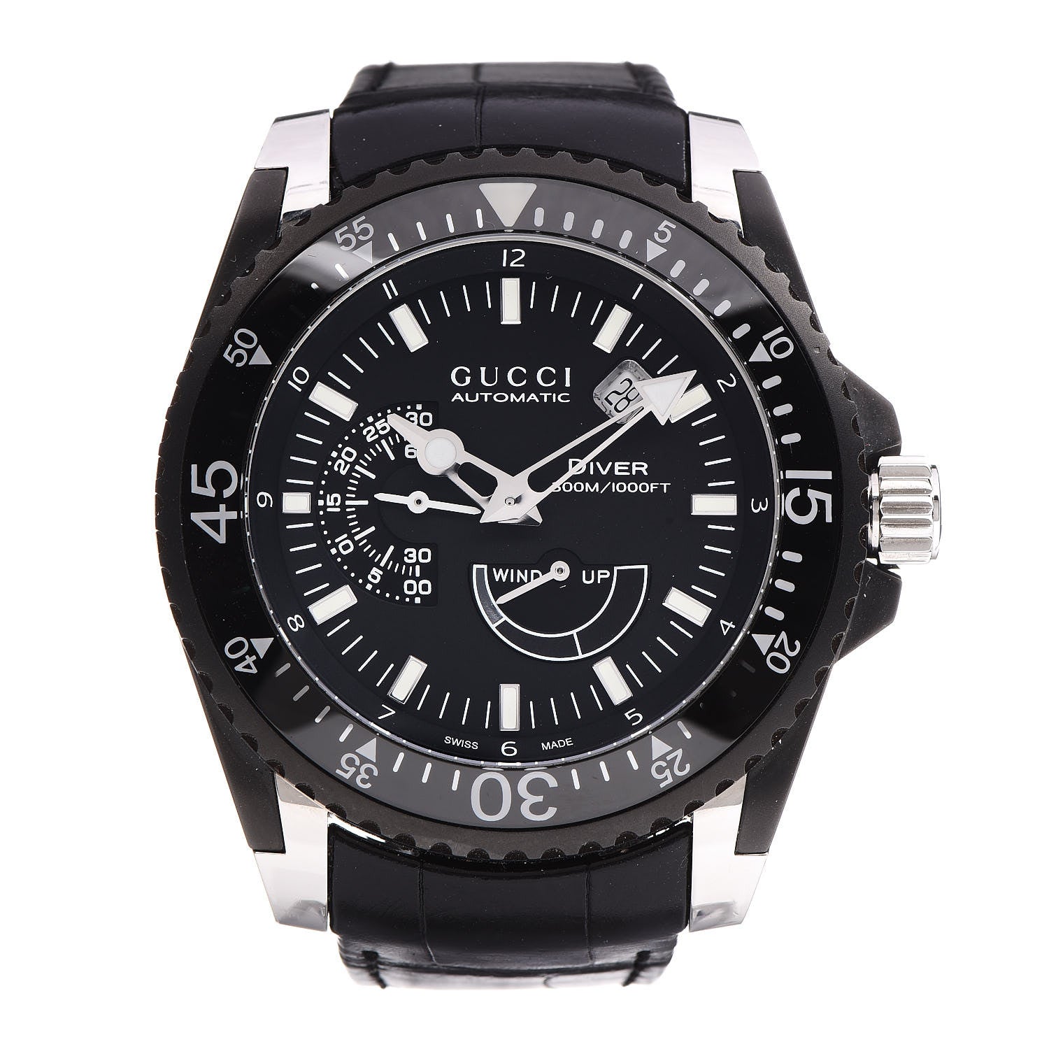 Gucci Stainless Steel Alligator 45mm Dive Automatic Watch Black 1 of 6