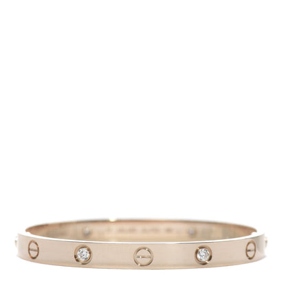 Cartier 18K Pink Gold 4 Diamond LOVE Bracelet 17 3 of 7