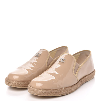 Chanel Patent CC Loafers Espadrille 39 Beige 3 of 10