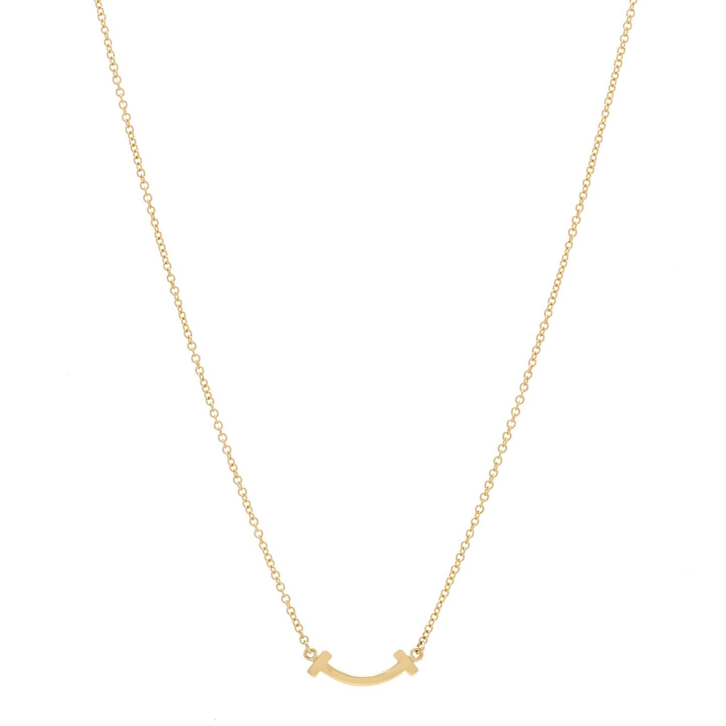 18K Yellow Gold Mini T Smile Pendant Necklace