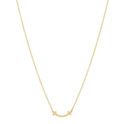 Tiffany 18K Yellow Gold Mini T Smile Pendant Necklace 1 of 6