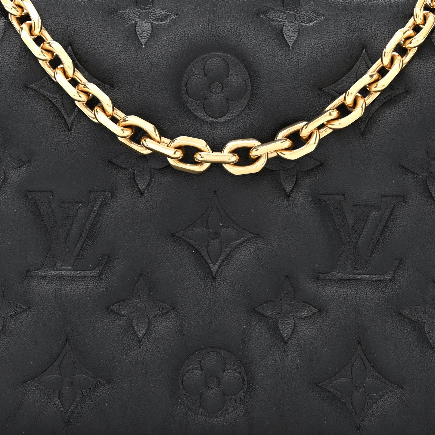 Lambskin Embossed Monogram Pochette Coussin Black