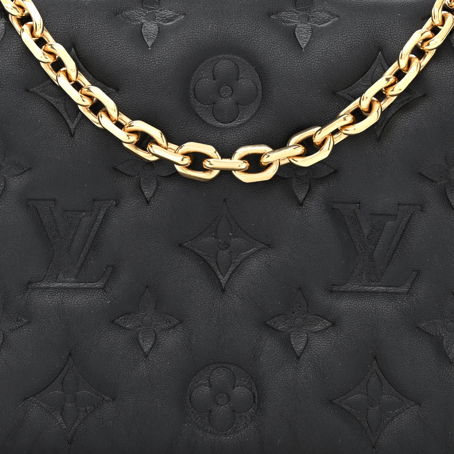 Louis Vuitton Lambskin Embossed Monogram Pochette Coussin Black 7 of 10