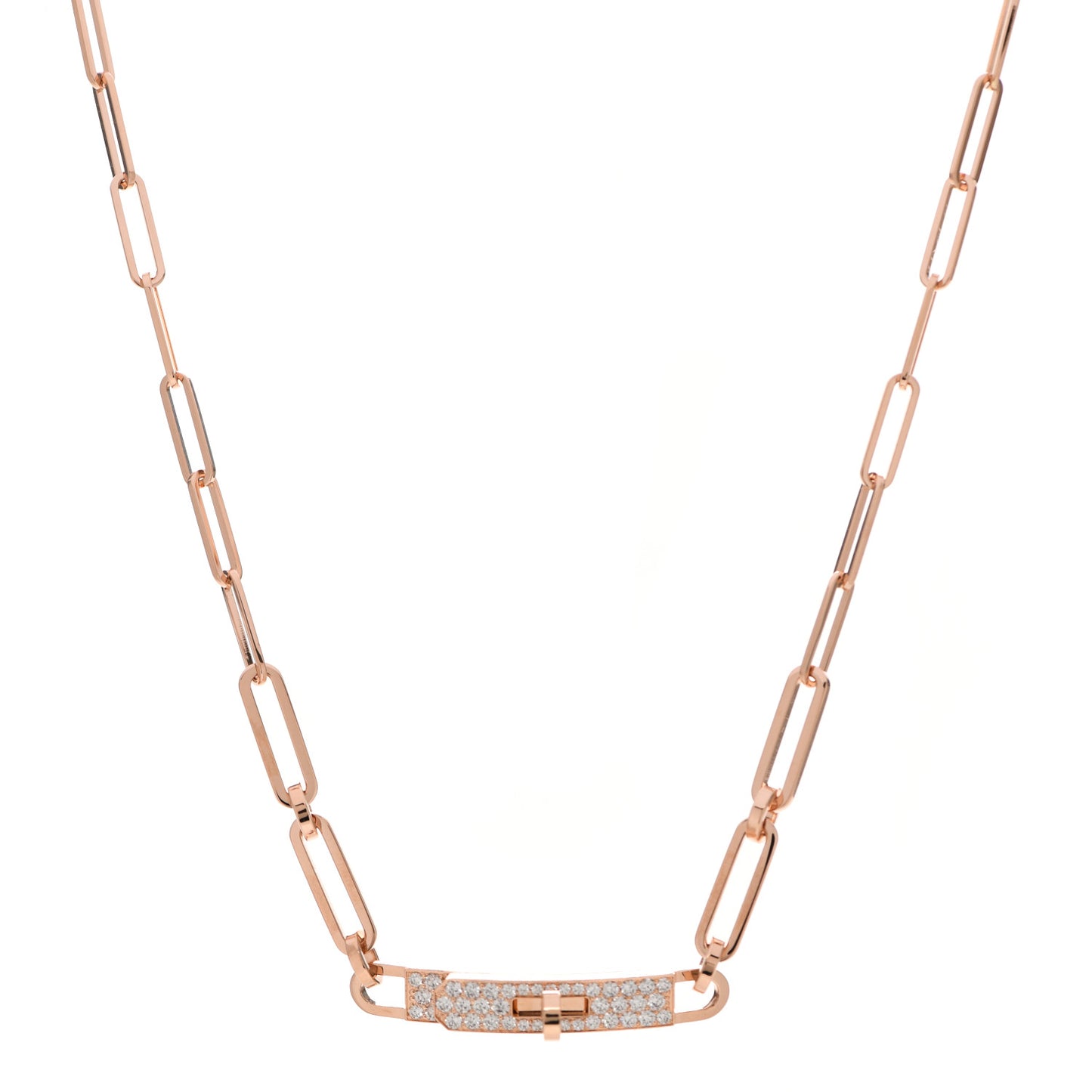 18K Rose Gold Diamond Pave Kelly Chaine Choker Necklace