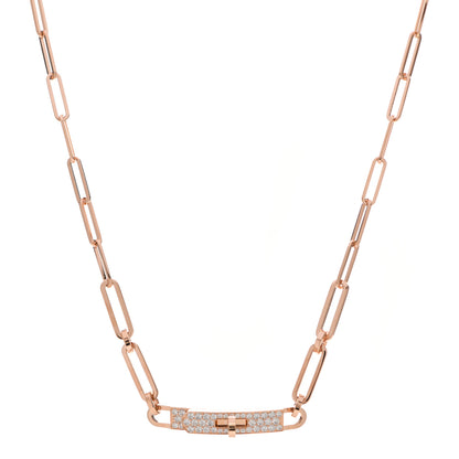Hermes 18K Rose Gold Diamond Pave Kelly Chaine Choker Necklace 1 of 5