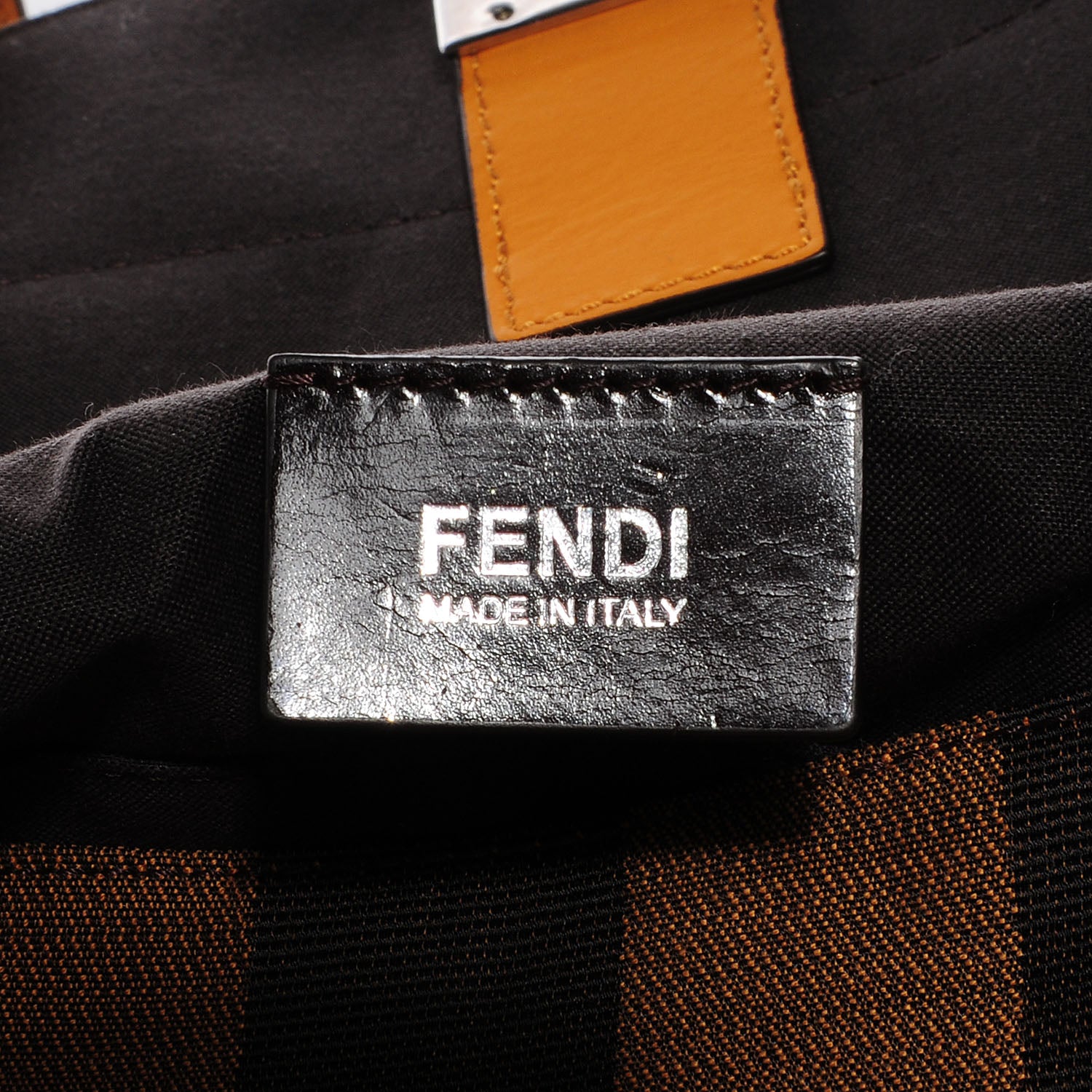 Fendi Jacquard Calfskin Pequin Crossbody Tobacco 8 of 11