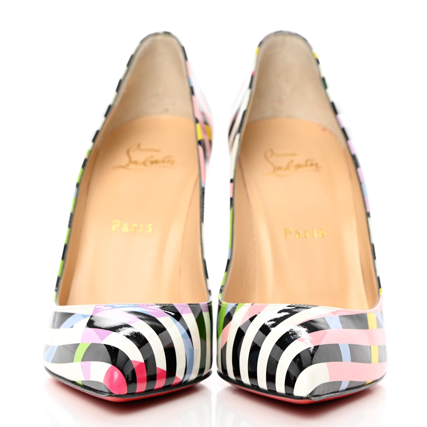 Christian Louboutin Patent Cinestripes Pigalle Follies 100 Pumps 38.5 Multi 4 of 16