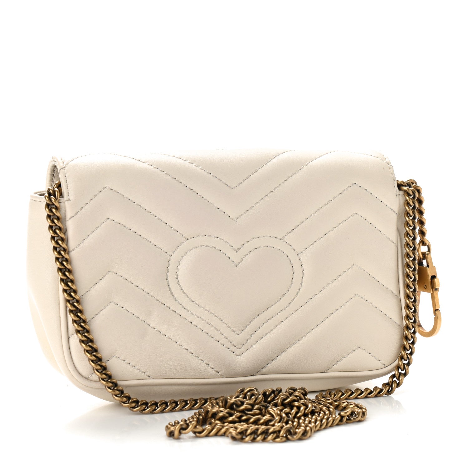 Gucci Calfskin Matelasse Super Mini GG Marmont Shoulder Bag White 3 of 12