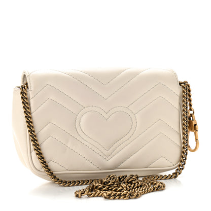 Gucci Calfskin Matelasse Super Mini GG Marmont Shoulder Bag White 3 of 12