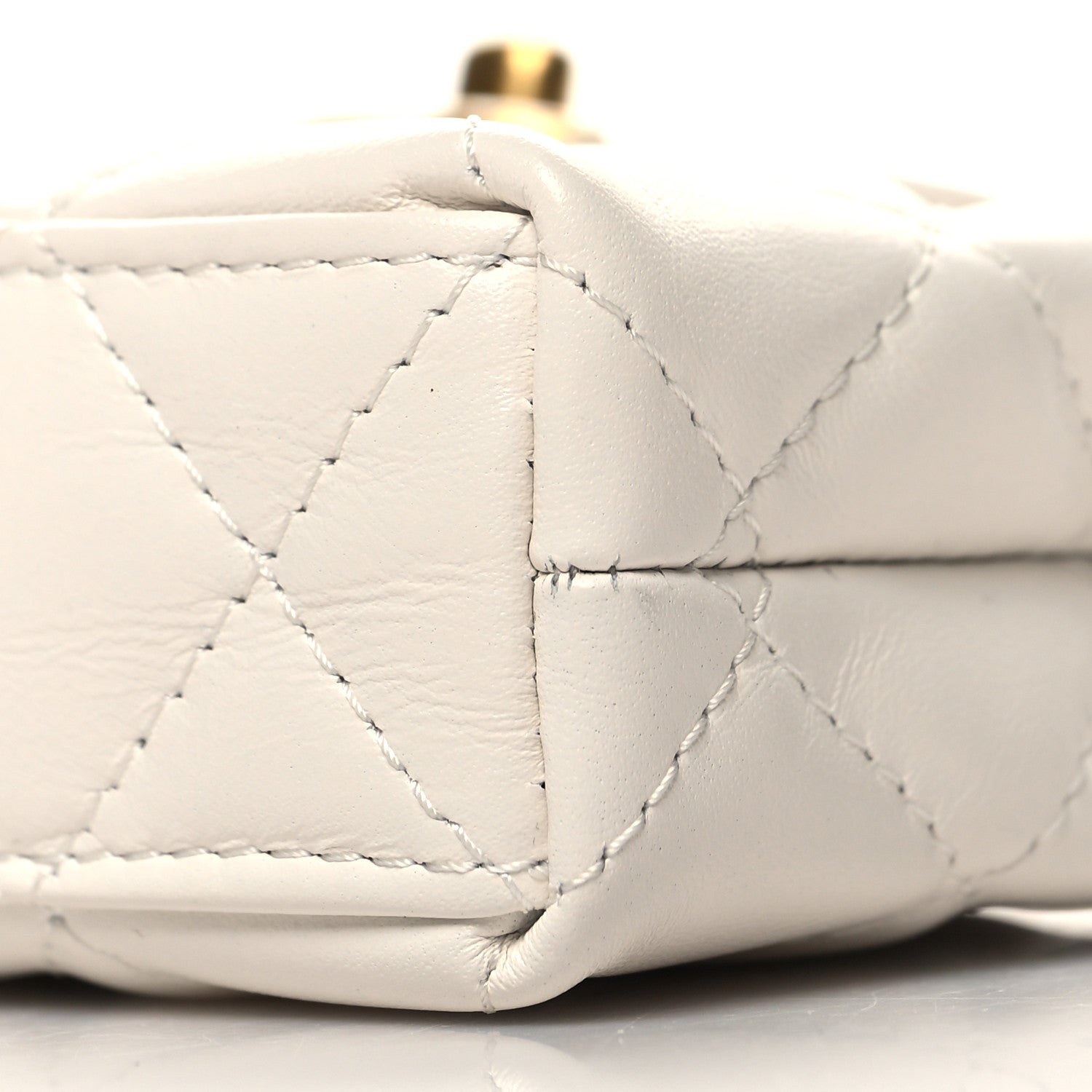 Chanel Shiny Aged Calfskin Quilted Mini Nano Kelly Shopper White 10 of 11