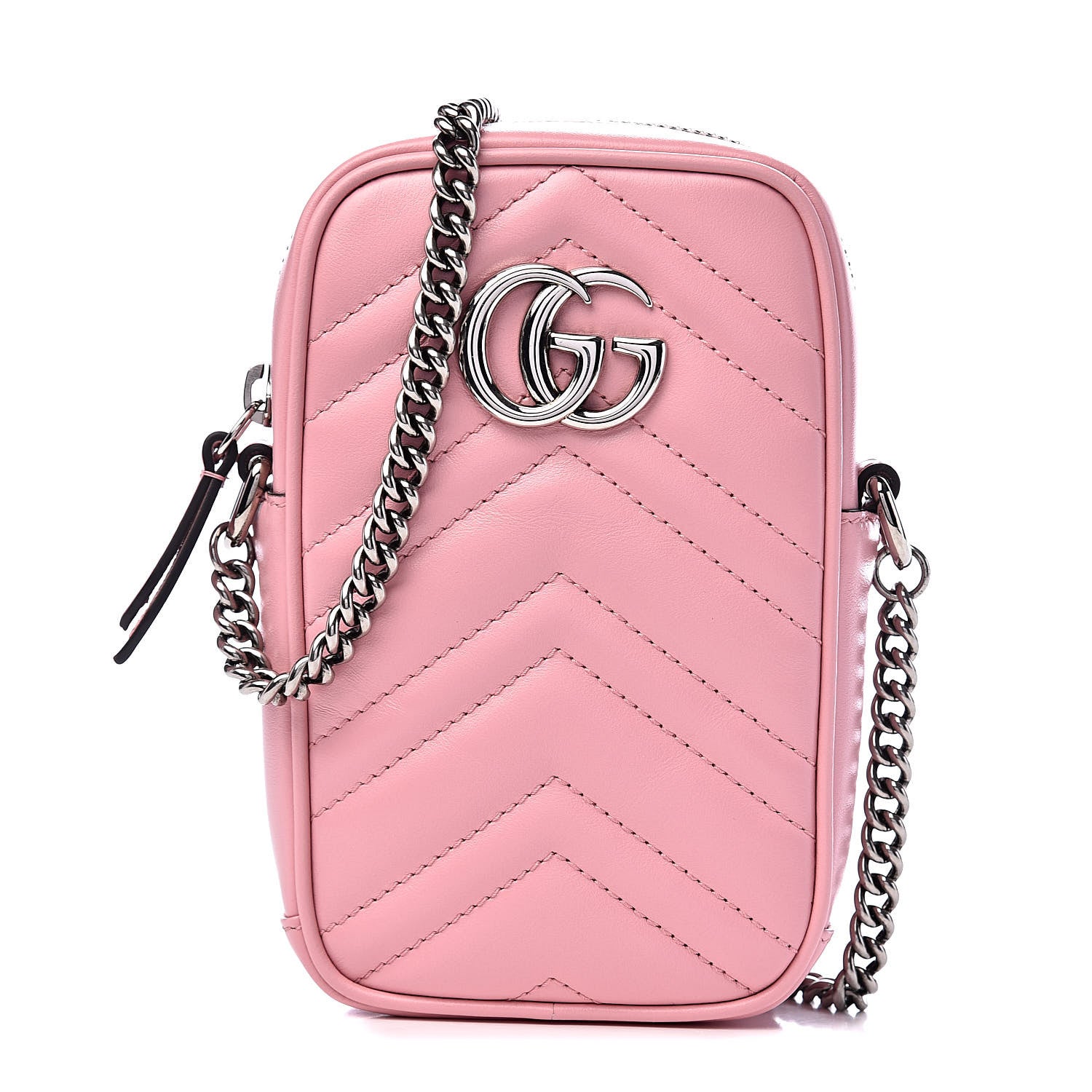 Gucci Calfskin Matelasse Mini GG Marmont Crossbody Bag Wild Rose 1 of 11