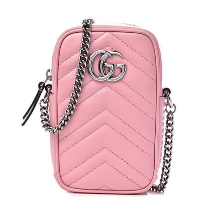 Gucci Calfskin Matelasse Mini GG Marmont Crossbody Bag Wild Rose 1 of 11