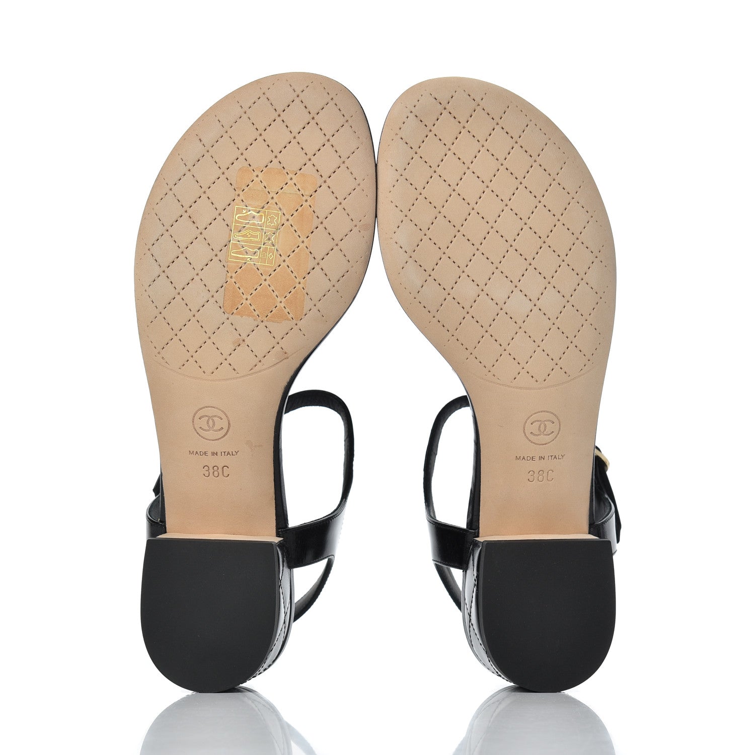 Chanel Calfskin Medallion CC Thong Sandals 38 Black 5 of 17