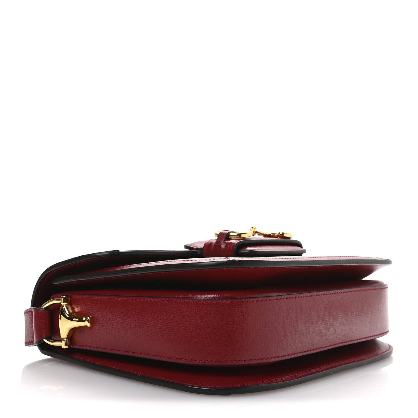 GG Supreme Monogram Azalea Calfskin Horsebit 1955 Shoulder Bag Beige Ebony New Cherry Red