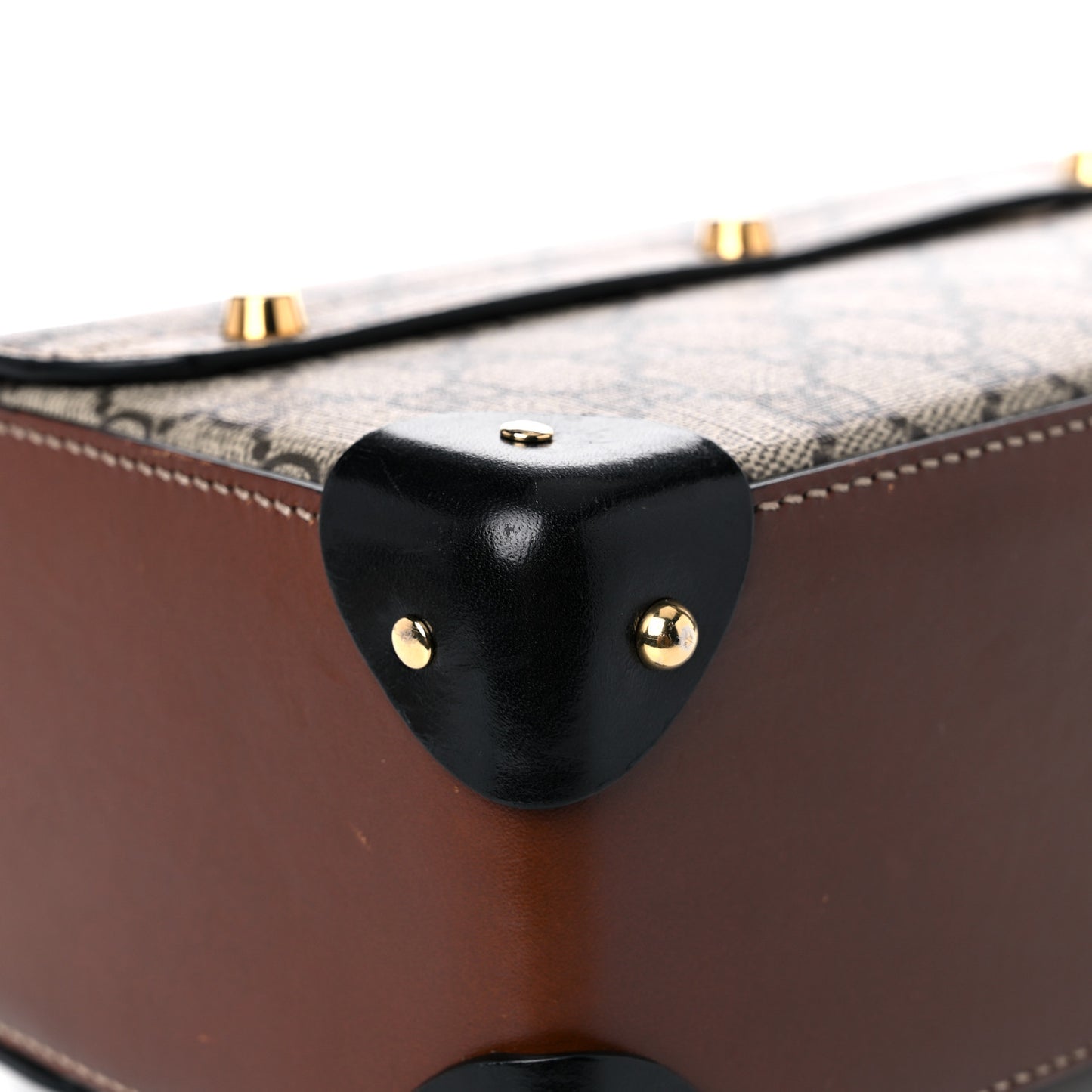 GG Supreme Monogram Small Padlock Bamboo Shoulder Bag Beige Black Cuir