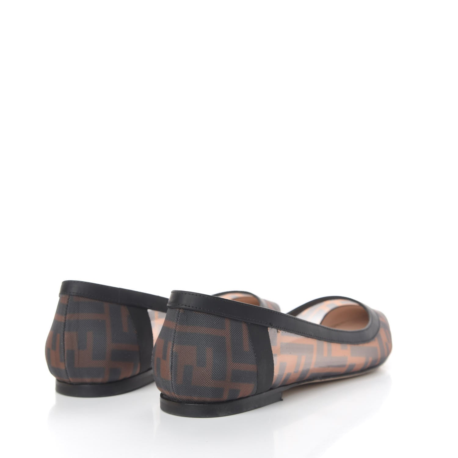 Fendi Mesh FF Skimmer Ballerina Flats 39.5 Tobacco Moro Black 4 of 12