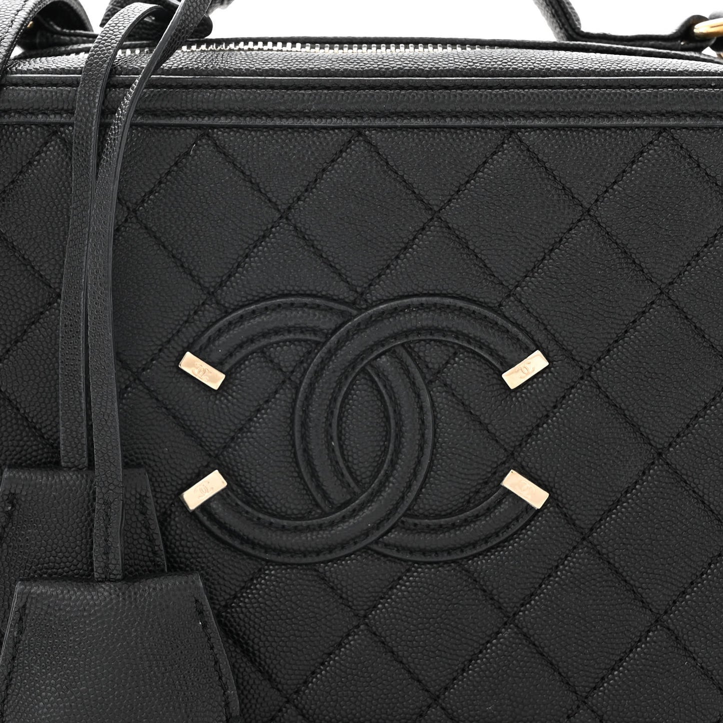 Caviar Quilted Medium CC Filigree Vanity Case Black