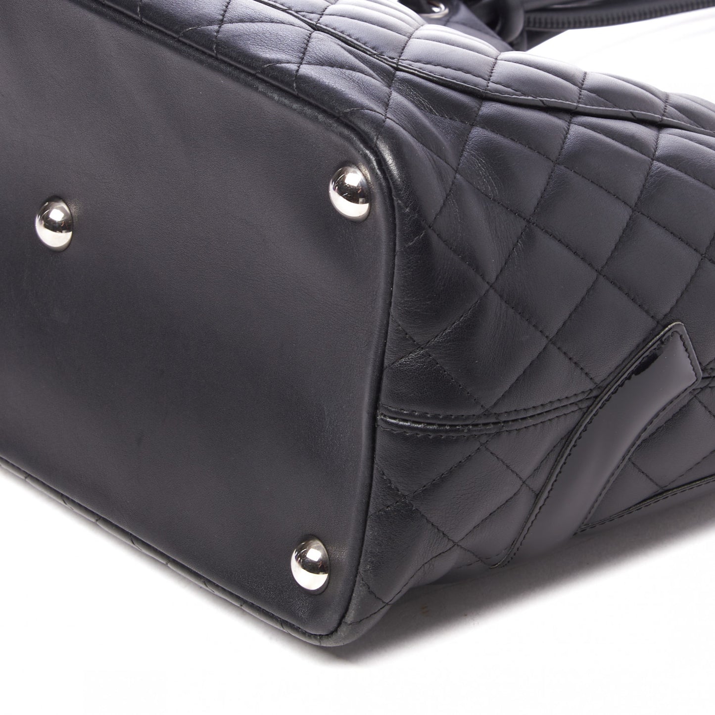 Calfskin Quilted Large Cambon Tote Black
