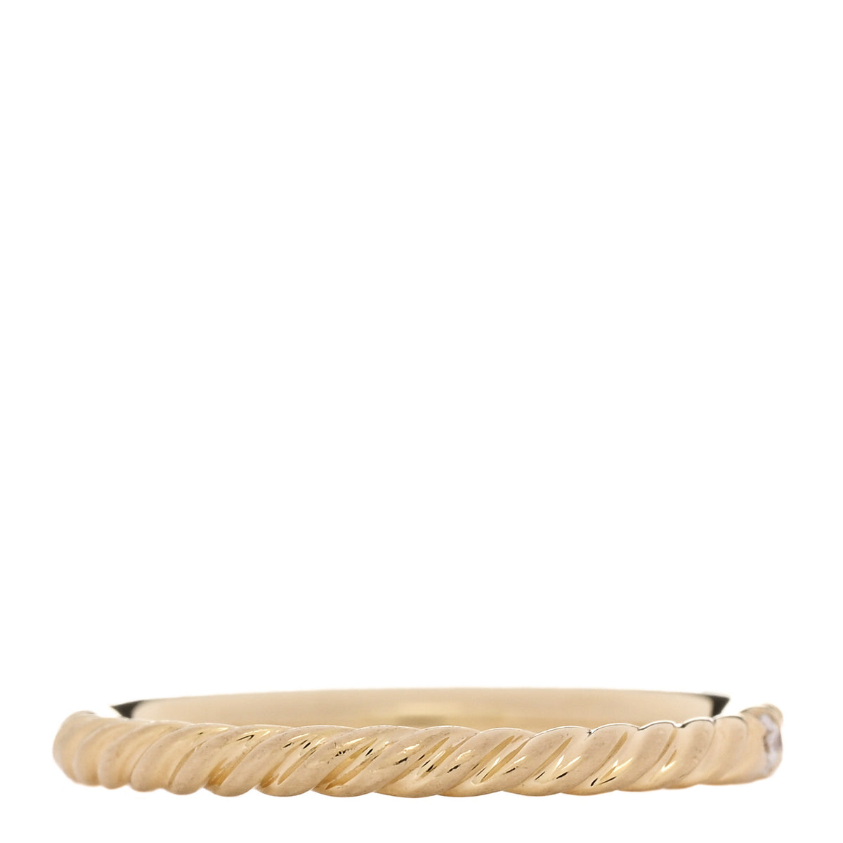 18K Yellow Gold Diamond 2mm Cable Collectibles Stack Ring 50 5.5