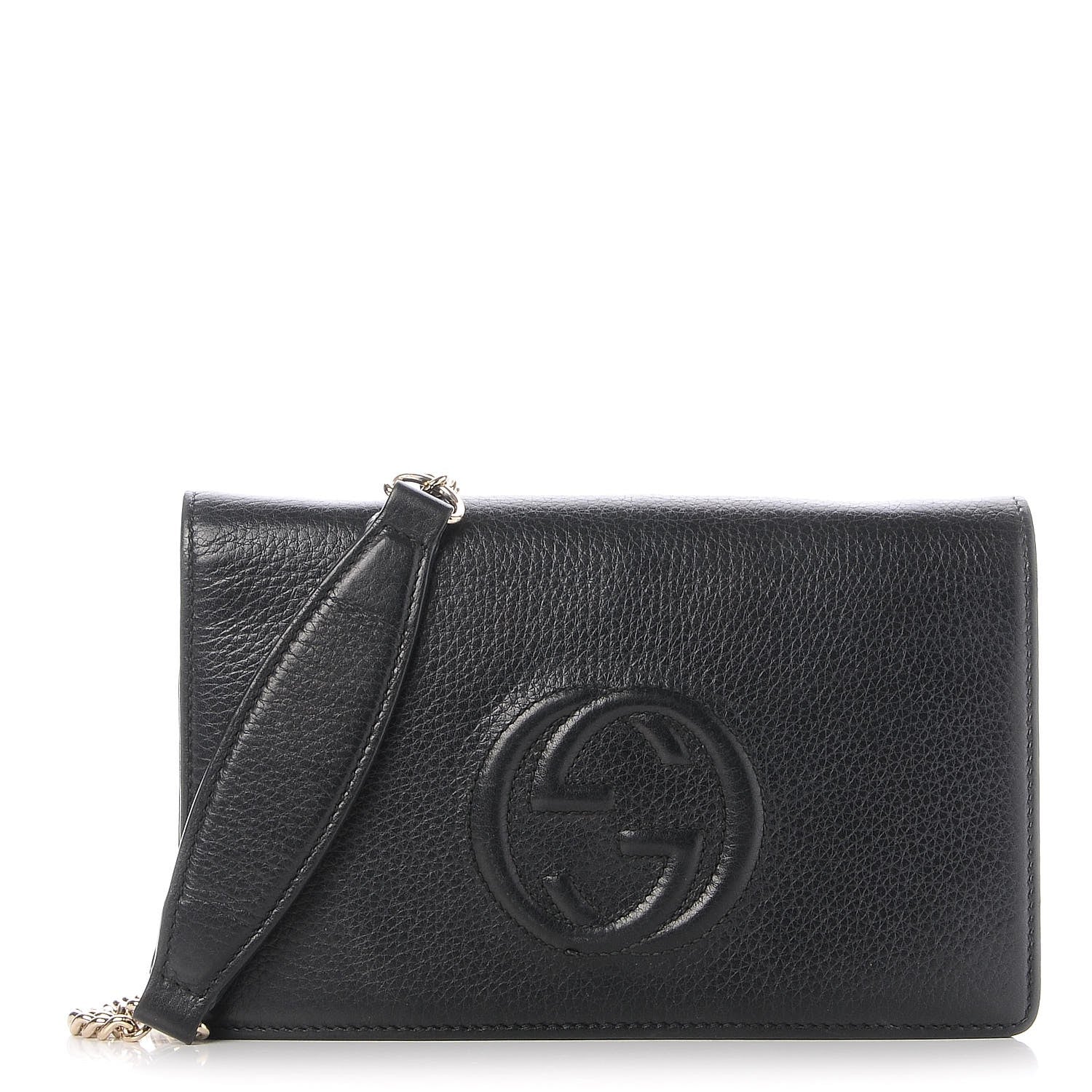 Gucci Pebbled Calfskin Soho Wallet on Chain Black 1 of 6