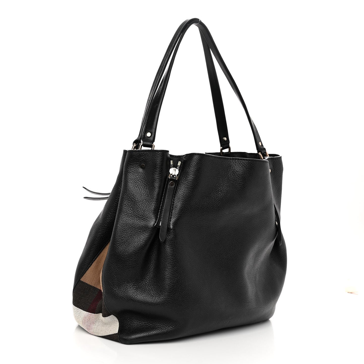 Grainy Calfskin House Check Medium Maidstone Black
