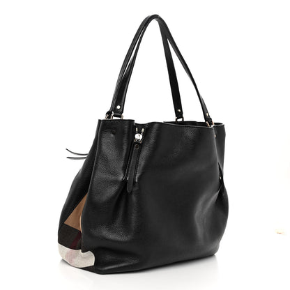 Burberry Grainy Calfskin House Check Medium Maidstone Black 3 of 10