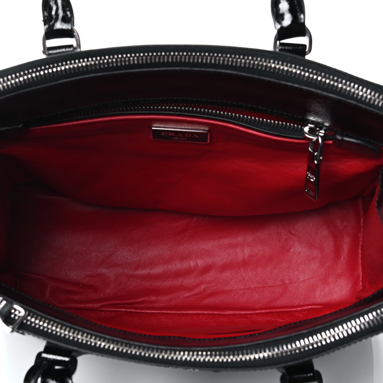 Prada Saffiano Vernice Small Zip Tote Black 4 of 4