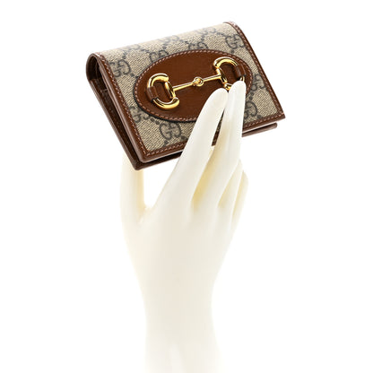 Gucci GG Supreme Monogram Horsebit 1955 Card Case Wallet Beige Ebony Brown Sugar 2 of 10
