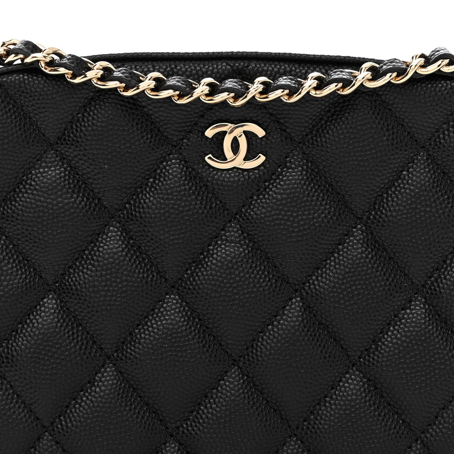 Caviar Quilted Vanity With Chain Black