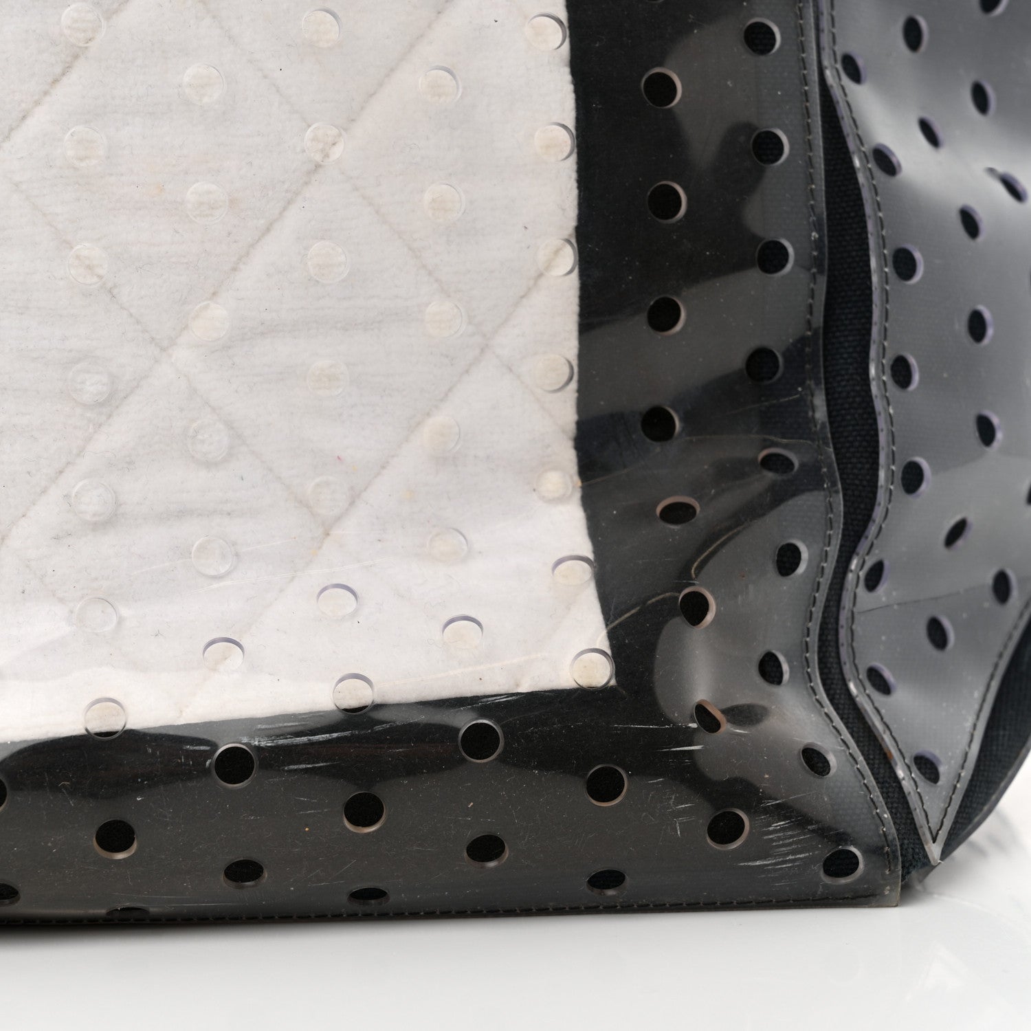 Chanel Canvas Vinyl Perforated CC Tote White Black Dark Navy 15 of 24