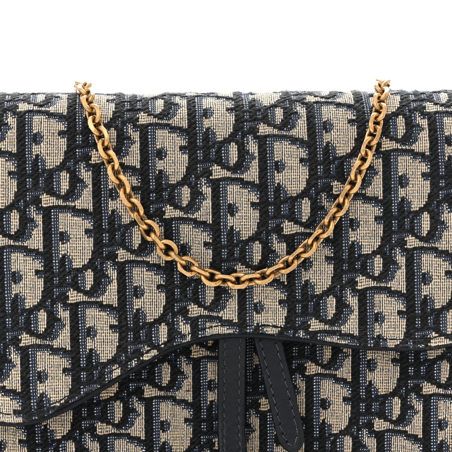 Christian Dior Oblique Saddle Chain Pouch Blue 7 of 9
