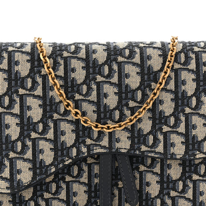 Christian Dior Oblique Saddle Chain Pouch Blue 7 of 9