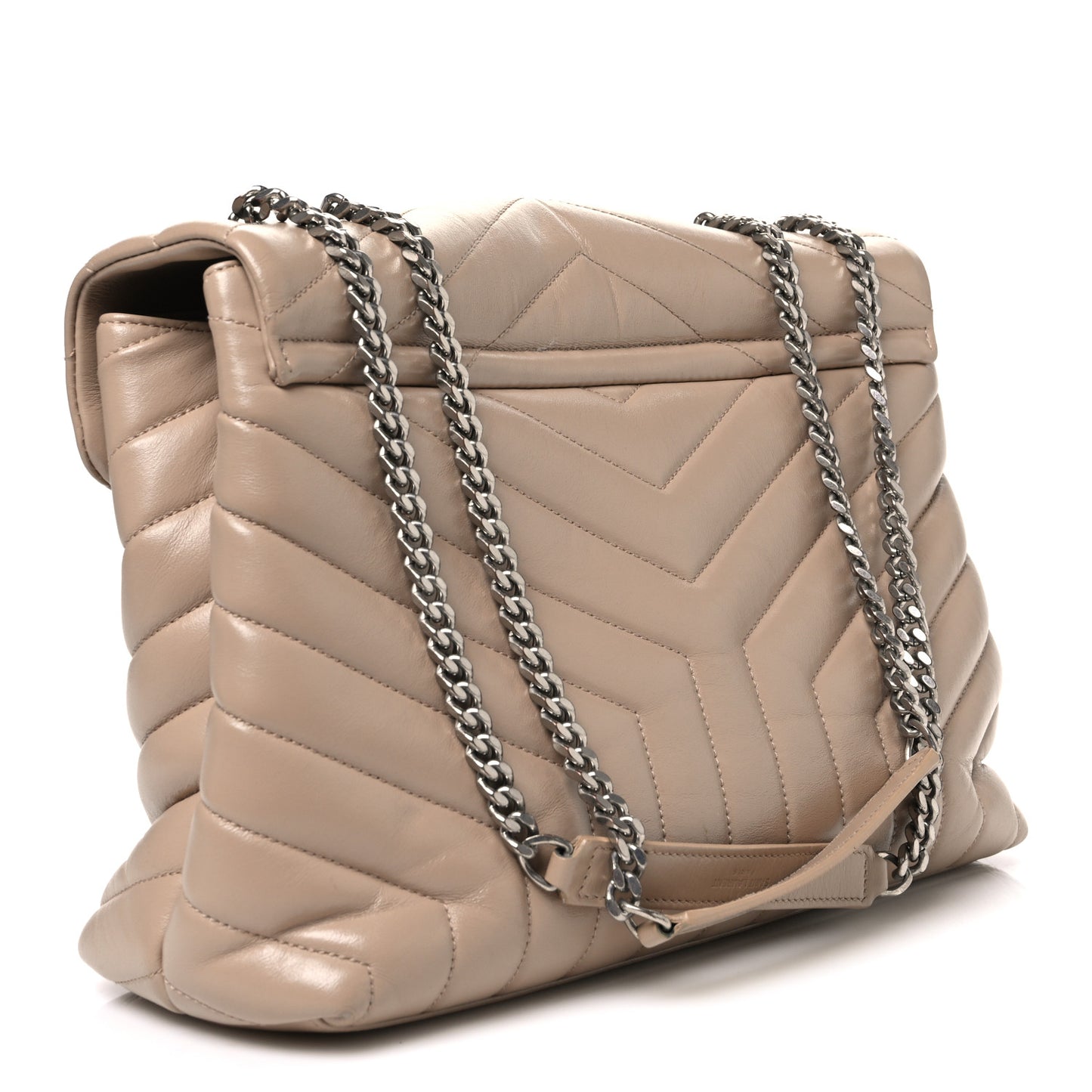Calfskin Y Quilted Monogram Medium Loulou Chain Satchel Nude Powder
