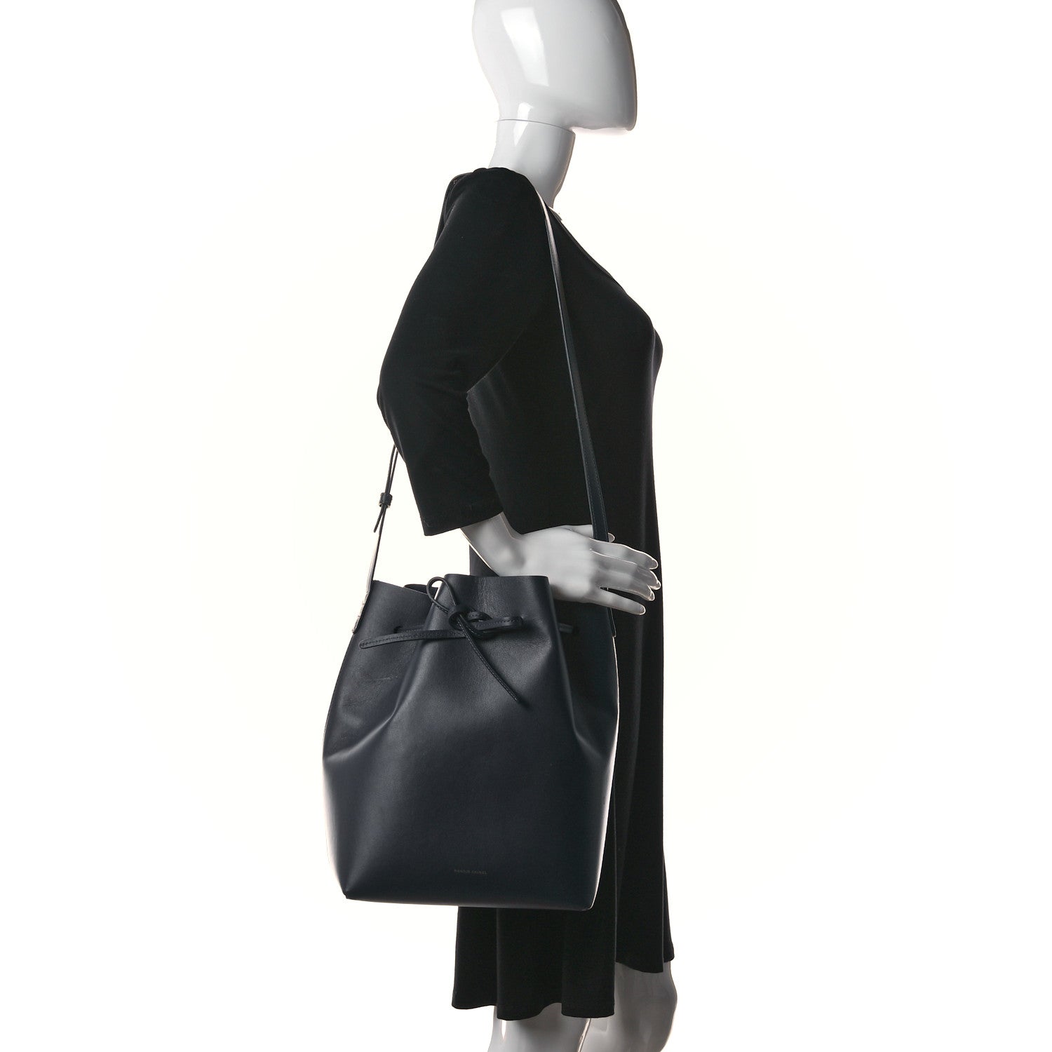 Mansur Gavriel Vegetable Tanned Calfskin Bucket Bag Navy Blue 2 of 15