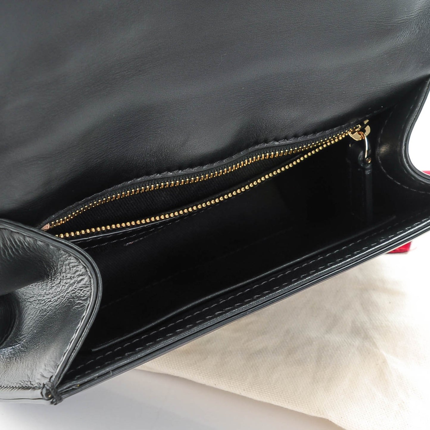 Vitello Small Glam Lock Rockstud Flap Black