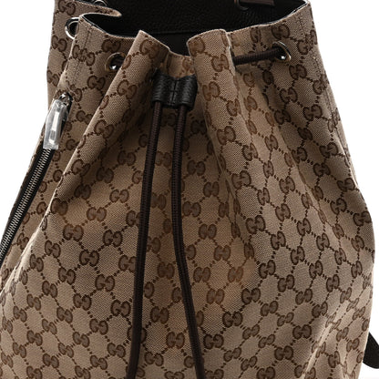 Gucci Monogram Dollar Calfskin O Drawstring Backpack Beige Ebony Testa di Moro Dark Chocolate 7 of 10