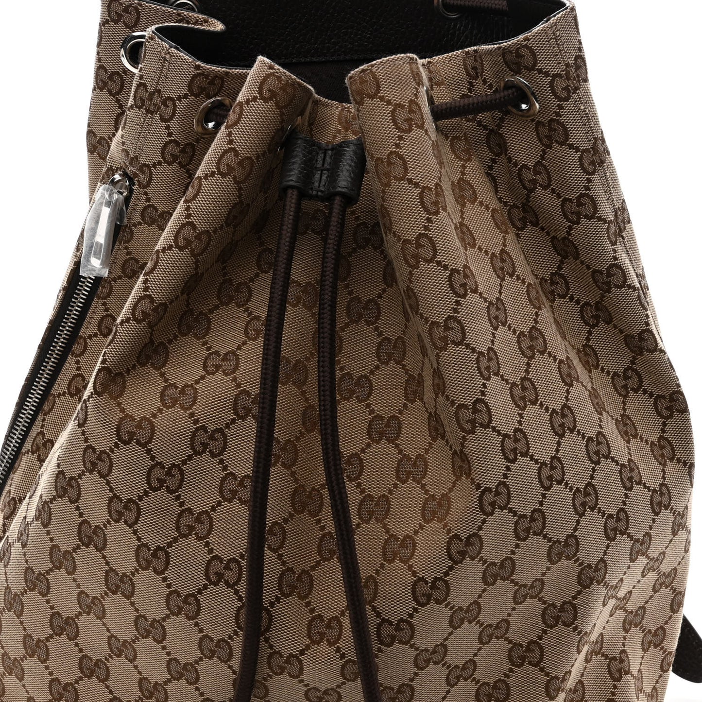 Monogram Dollar Calfskin O Drawstring Backpack Beige Ebony Testa di Moro Dark Chocolate