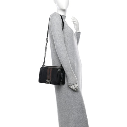 Chanel Patent Snakeskin Medium Boy Flap Black 2 of 12