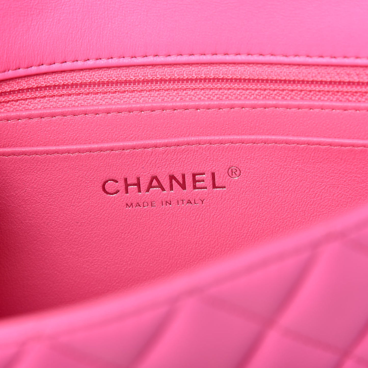 Lambskin Quilted Mini Rectangular Flap Neon Pink
