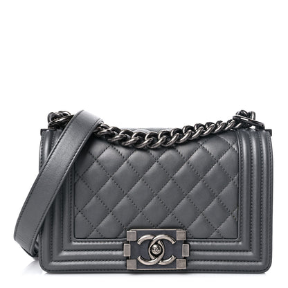 Chanel Lambskin Quilted Small Boy Flap Dark Grey 1 of 14