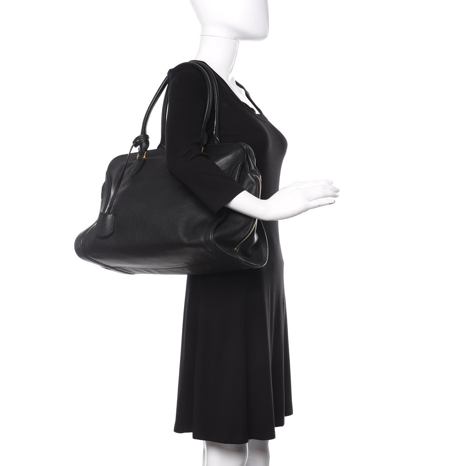 Alexander McQueen Pebbled Calfskin Large Skull Padlock Zip Around Tote Black 2 of 15