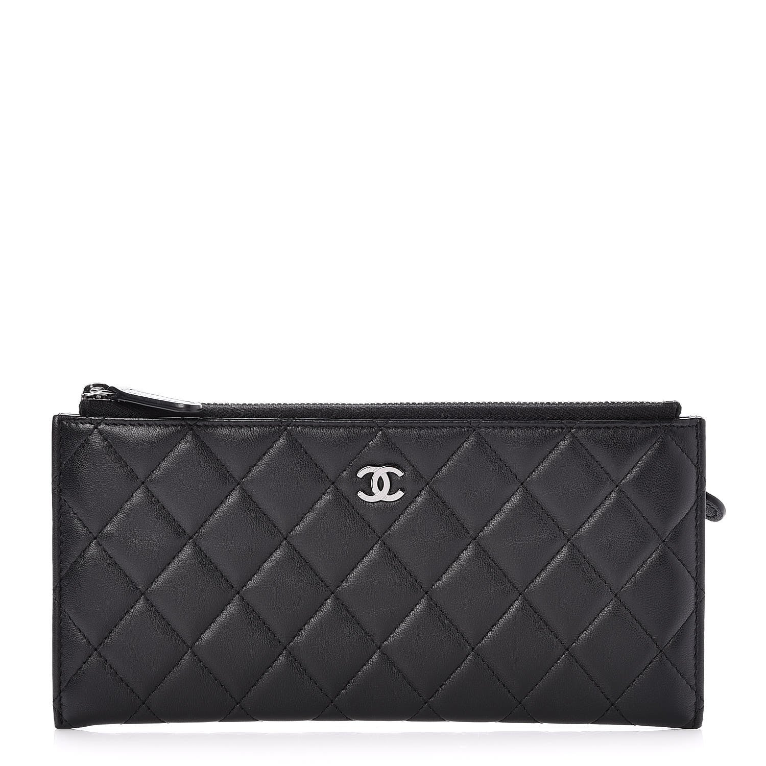 Chanel Lambskin Quilted Zip Pouch Black 1 of 8