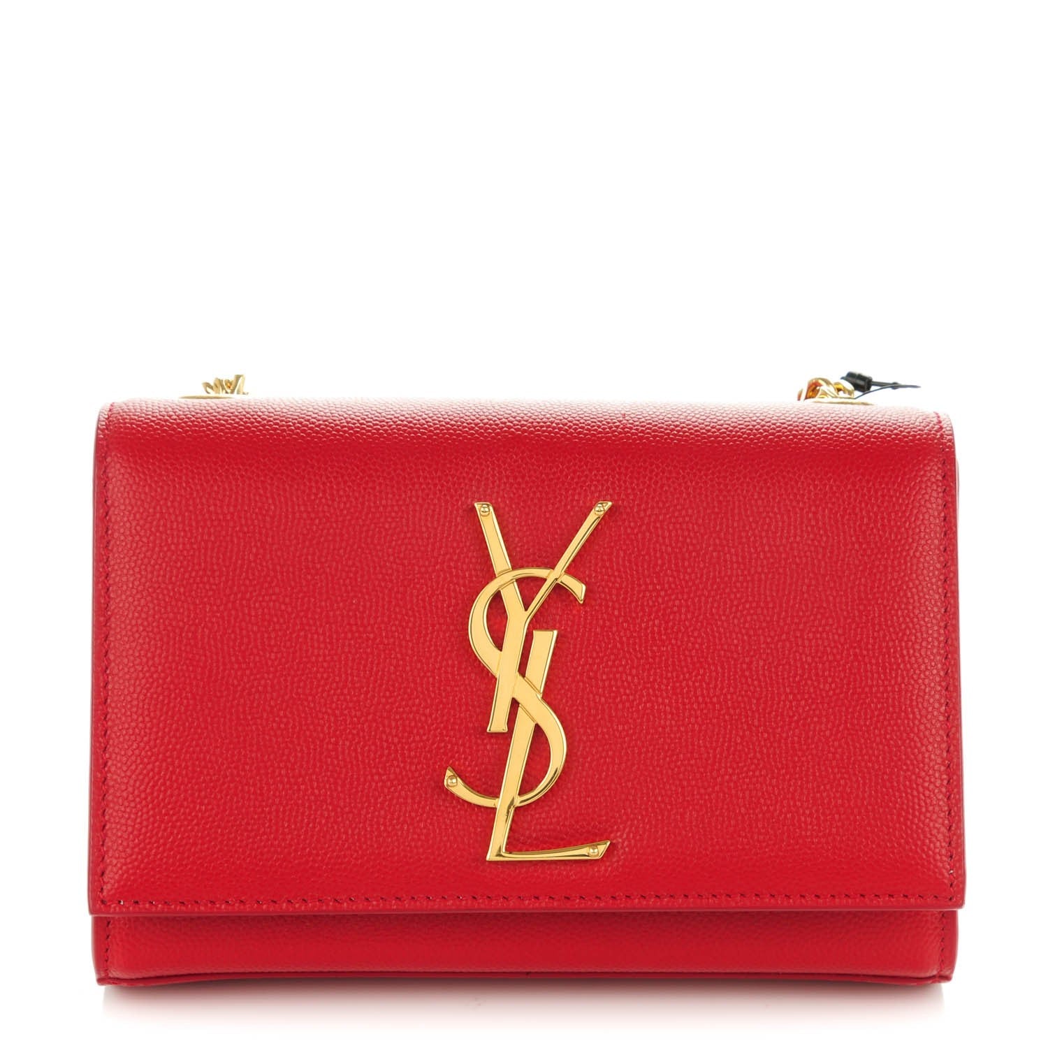 Saint Laurent Grain De Poudre Small Classic Monogram Satchel Vermillion 1 of 7