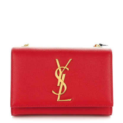 Saint Laurent Grain De Poudre Small Classic Monogram Satchel Vermillion 1 of 7