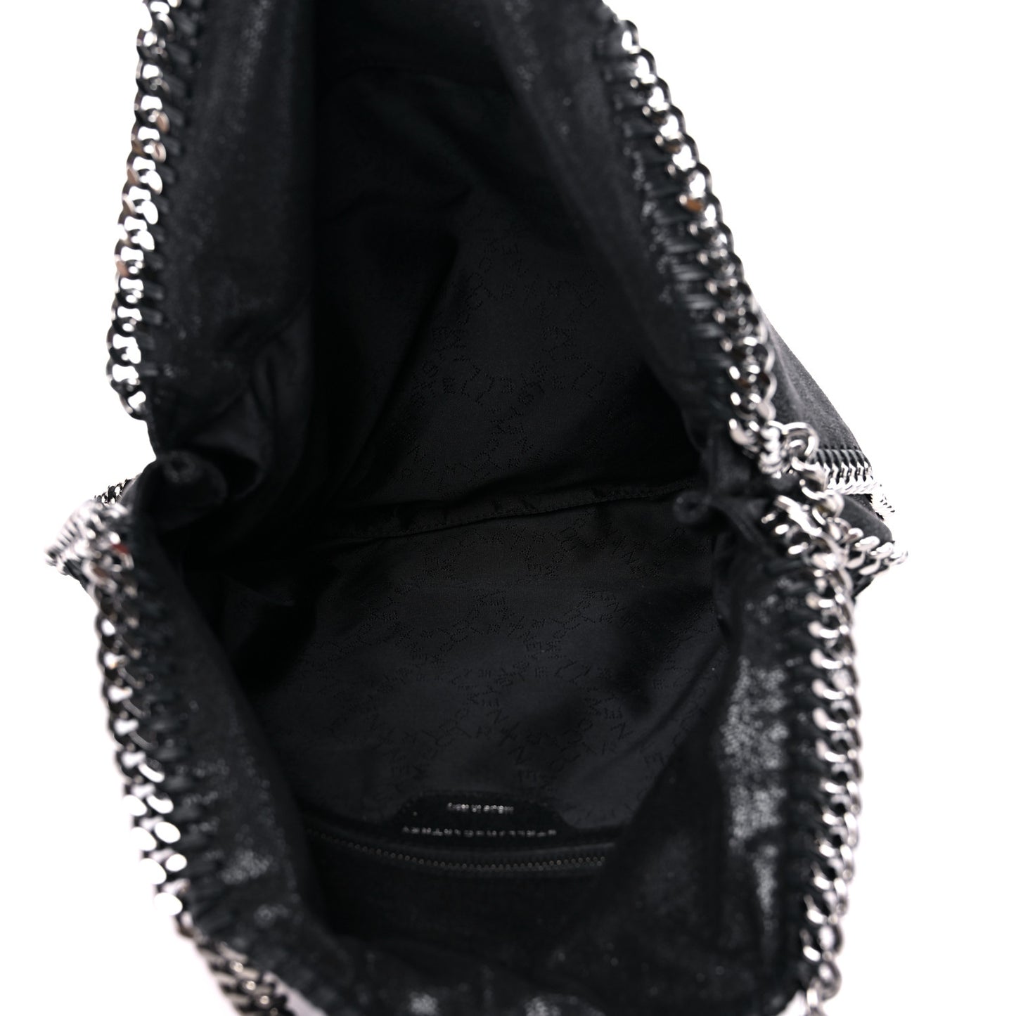 Embellished Shaggy Deer Small Falabella Fold Over Tote Black